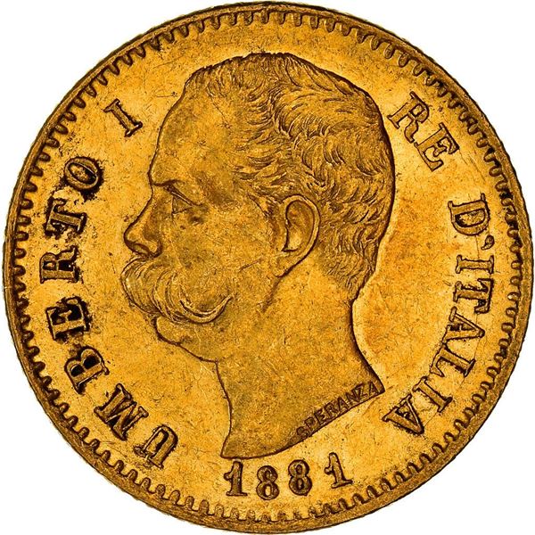 1881 umberto I 20 lire italy gold coin
