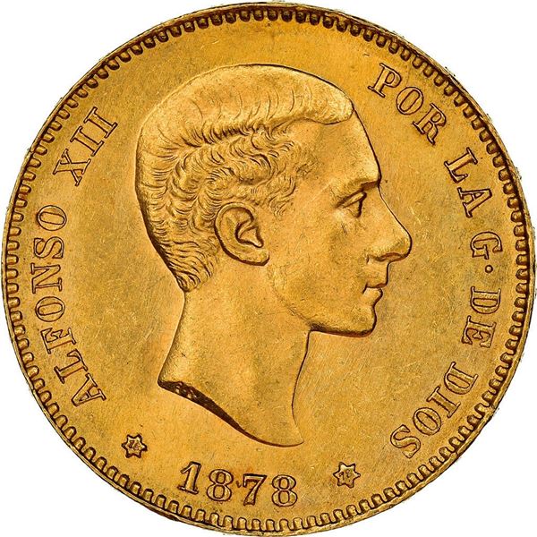 1878 alfonso XII 25 pesetas spain gold coin