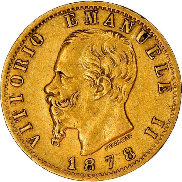 1878 vittorio emanuele II 20 lire italy rome gold coin