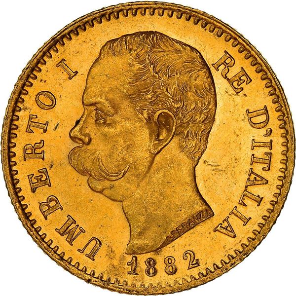 1882 umberto I 20 lire italy rome gold coin