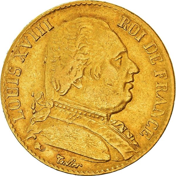 1815 louis XVIII 20 francs france gold coin