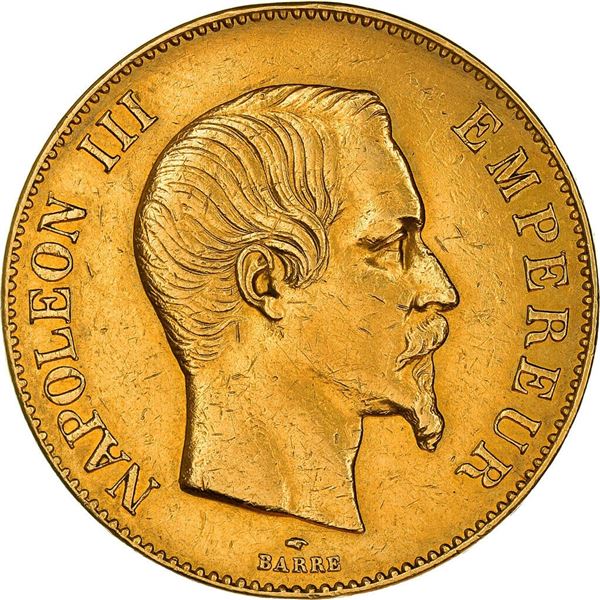 1859 napoleon III 100 francs france paris gold coin