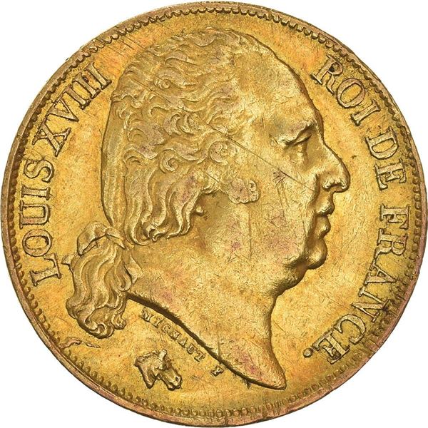 1818 louis XVIII 20 francs france gold coin