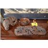 Image 1 : ASSORTED WOOD CARVINGS, BOWL, FIGURE, BEAR W/FISH & PANEL (4 PCS)