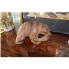Image 3 : ASSORTED WOOD CARVINGS, BOWL, FIGURE, BEAR W/FISH & PANEL (4 PCS)