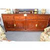 Image 1 : ROSEWOOD CABINET W/4 DRAWERS, 4 DOORS W/LONG LIFE DESIGN & GLASS TOP (72" X 19" X 34")