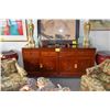 Image 2 : ROSEWOOD CABINET W/4 DRAWERS, 4 DOORS W/LONG LIFE DESIGN & GLASS TOP (72" X 19" X 34")