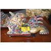 Image 2 : CHINESE POLYCHROME ARCHITECTURAL CARVED WOOD BUILDING ADORNMENTS IN HIGH RELIEF (PAIR)