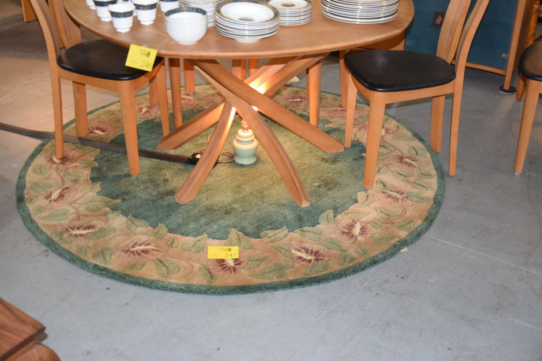 Indich Rugs INDICH RUG, GREEN/GOLD ANTHURIUM PATTERN (72