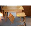Image 1 : TABLE W/2 DRAWERS, MAGAZINE RACK & TV TRAY (3 PCS)