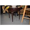 Image 2 : ROUND WOOD SIDE TABLE W/1 DRAWER & GLASS (21" D)