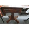 Image 2 : Burl Drop Leaf Pedestal Table w/Drawer