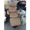 Image 1 : Tan Leather "Stressless" Style Chair w/Ottoman