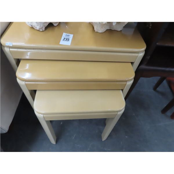 Beige Lacquer Nesting Tables Set of 3