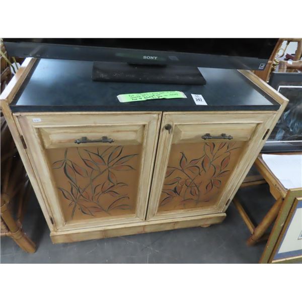 Painted Leaf Motif Locking Cabinet