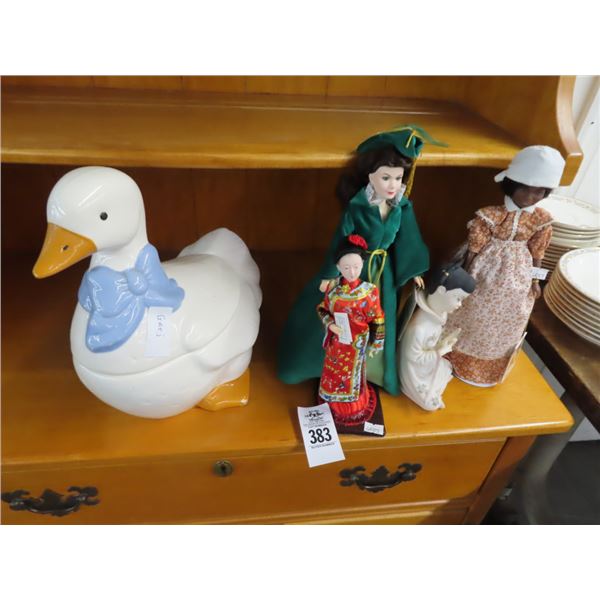 Oriental Porcelain Figurines, Duck Cookie Jar