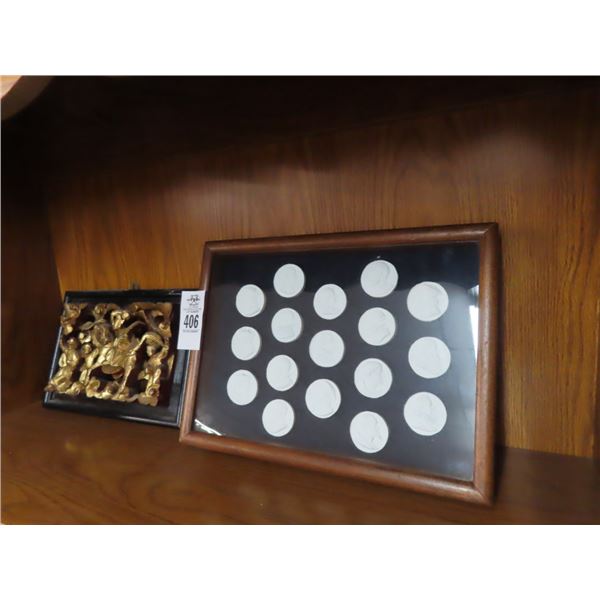 Shadow Box w/Busts, Oriental Carved Art