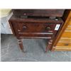 Image 1 : Mahogany Burl Small Drop Leaf Table w/Drawer