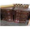 Image 2 : Burl Dressers/Mirror/2 Nightstands Set