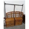Image 1 : Oak Queen Headboard & 2 Nightstands