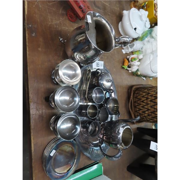 Silverplate Tray, Bowls, Pitcher