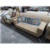Image 1 : Tan Sofa/Easy Chair Fold to Futon Set w/2 Ottomans