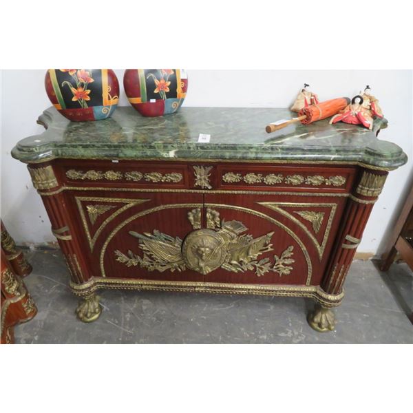 Ornate Cast Marble Accent Claw Foot Marbletop Hall Table