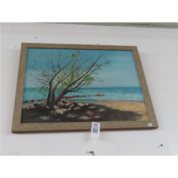Framed Art "Weathered Beach Tree" Signed Nemeth