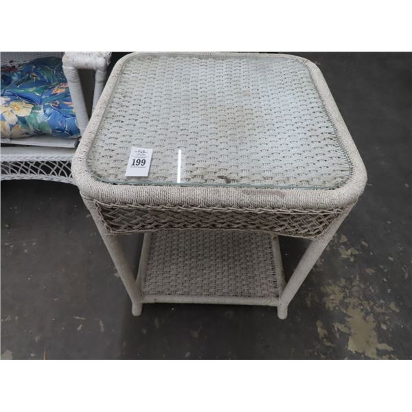 Rope Wicker Glasstop Side Table