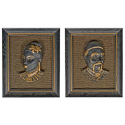 Plaster Oriental Royalty Framed Busts