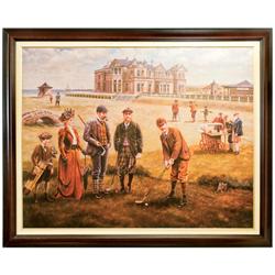 Monumental Oil Painting of Golfers