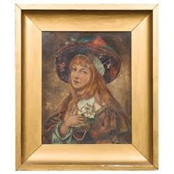 1887 Oil Portrait of Victorian Lady Artist