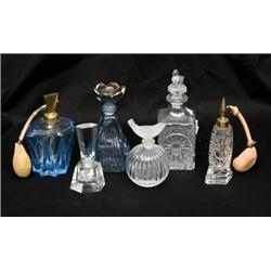 Lot of 6 Assorted Glass Perfume Bottles