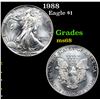 1988 Silver Eagle Dollar $1 Grades GEM+++ Unc