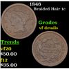 Image 1 : 1846 Braided Hair Large Cent 1c Grades vf details