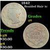 Image 1 : 1842 Braided Hair Large Cent 1c Grades g+
