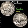 1937-p Buffalo Nickel 5c Grades Choice AU/BU Slider