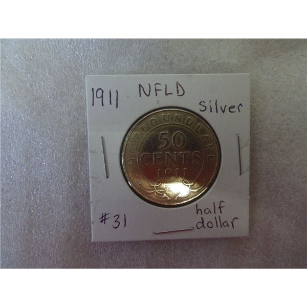 1911 Canada NFLD Silver Half Dollar
