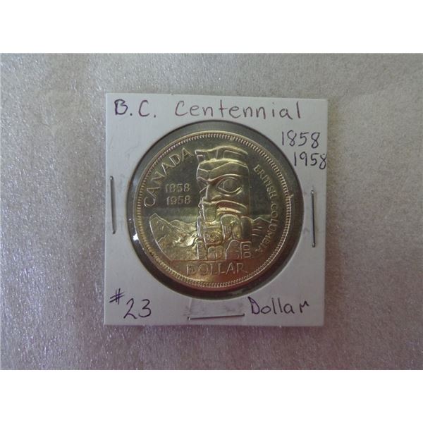BC Centennial 1858 1958 Dollar