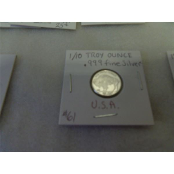 1/10 Troy Ounce .999 Fine Silver USA