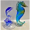 GLASS DOUBLE DOLPHINS & SEA HORSE