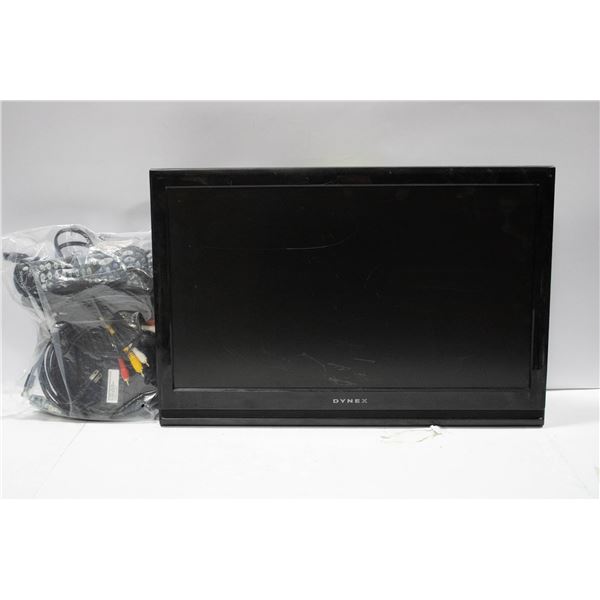 24" DYNEX TV MONITOR + CABLE BOX + CABLES ETC