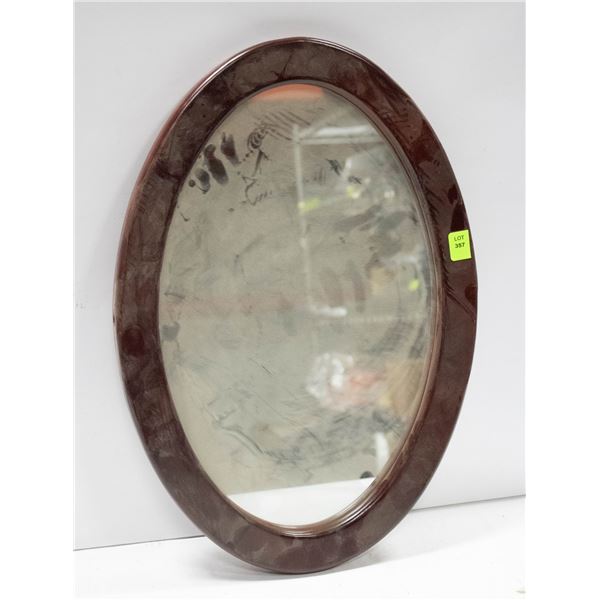 WOOD FRAMED OVAL MIRROR