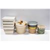 Image 1 : LOT OF 10 FLOWER POTS LOT - 4 WOODEN 3 CERAMIC