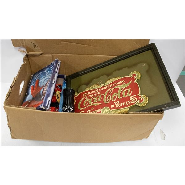 BOX OF ASSORTED COCA COLA ITEMS