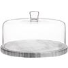 NEW MARBLE CAKE STAND WITH GLASS DOME, PADDED BASE