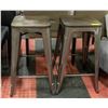 PAIR OF METAL FRAMED STOOLS APPROX H-26"-12" X 12"