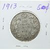 Image 1 : 1913 CANADA SILVER HALF DOLLAR 50 CENTS COIN