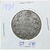 Image 1 : 1931 CANADA SILVER HALF DOLLAR 50 CENTS COIN