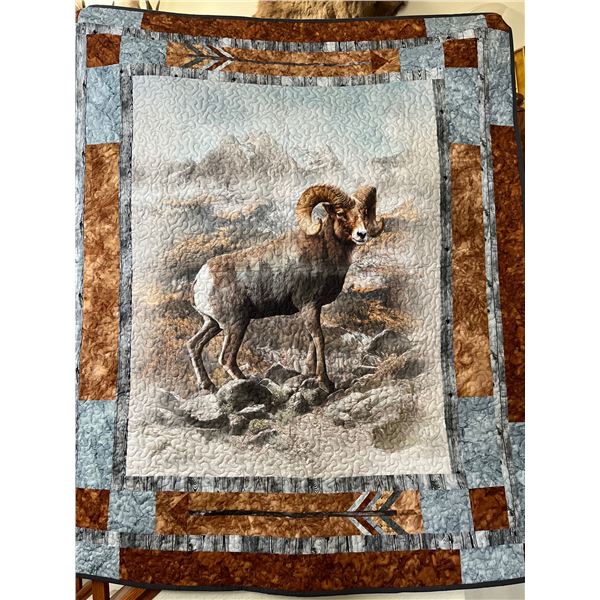One-of-a-Kind bighorn sheep quilt custom made by Susan Martin-Costales